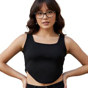 GRECIILOOKS Poly Cotton Sleeveless Tank Top||Korean Style Casual Women Tops ||Stylish Western Tops for Woman||Trendy Streetwear Look with Baggy Fit for Girls & Women